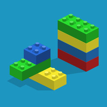 Isometric 3D Vector Illustration Toy For Children Constructor And Building Blocks