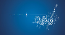 New Year 2018 Line Design Firework White Blue Vector