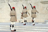 Fototapeta  - Presidential guard Greece Syntagma.Tsarouhi is a type of shoe, which is typically known as part of the traditional uniform by the Greek guards