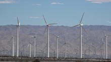 Zoom In On A Large Wind Farm In Palm Springs