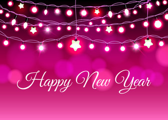 Wall Mural - glowing garland on the red background, vector illustration