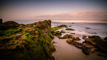 Wall Mural - Long exposure of the rocky San Diego, California coastline