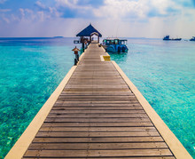 Tropical Island Vacation Image, Jetty On The Turquoise Blue Water