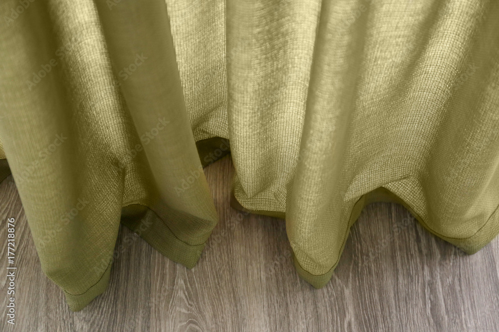 Beautiful color curtains indoors, closeup