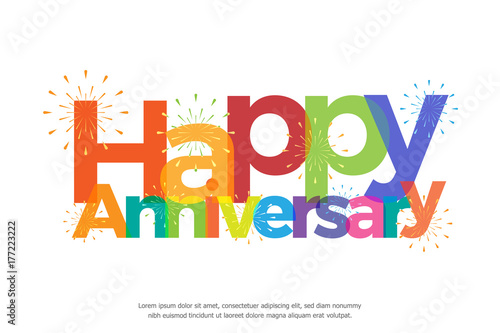 Fotografía happy anniversary colorful with fireworks