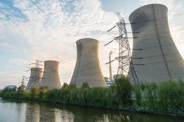 Wall Mural - power plant at dusk