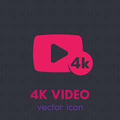 Wall Mural - 4K video content vector icon over dark