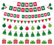 Merry Christmas banners and holiday decoration set