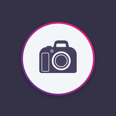 Canvas Print - DSLR camera icon, round pictogram