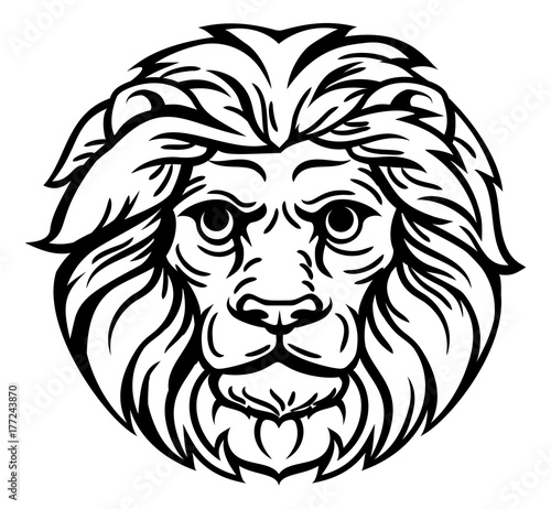 Woodcut Lion Head Concept