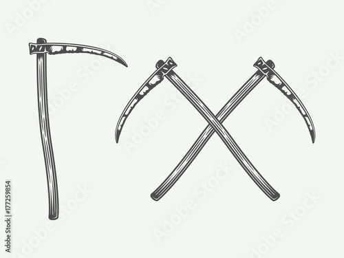 Cuadros en Lienzo Set of vintage scythes in retro style