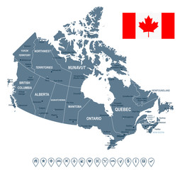 Wall Mural - Canada - map and flag illustration