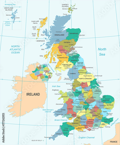 Fotografía United Kingdom Map - Vector Illustration