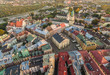 Lublin - stare miasto z Trybunałem Koronnym i wieżą Trynitarską widziane z powietrza. Widok z lotu ptaka.