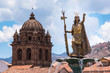 Statue of Pachacuti in the Plaza de Armas, Cusco, Peru.