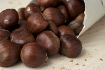 Wall Mural - chestnuts in a paper cone