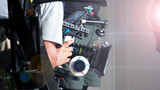 Fototapeta  - Blurry image of movie shooting and light flare.