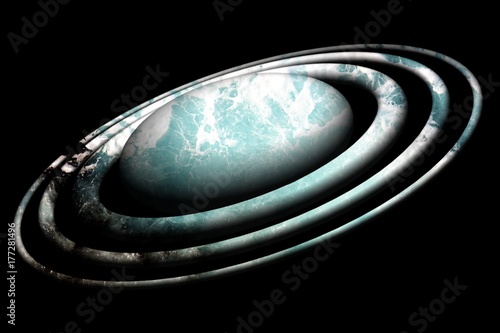 Zdjęcie XXL Odosobniona kolorowa planeta na czarnym tle