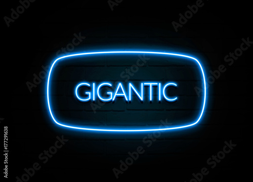 Fotografía  Gigantic  - colorful Neon Sign on brickwall