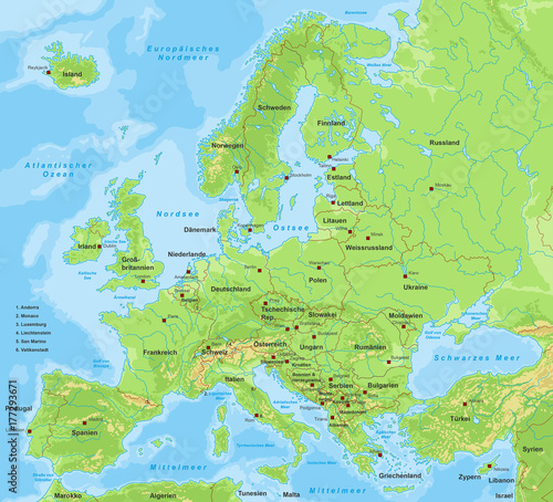  Fototapeta mapa Europy   mapa-fizycznej-europy