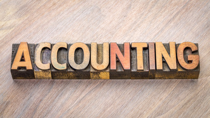 Wall Mural - accounting word abstract in wood type