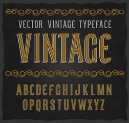 Sticker - Vector vintage typeface. Vector font