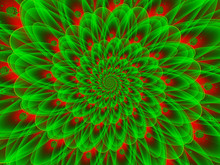 Christmas Garland Background. Red And Green Fractal Spiral.