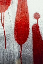 Close Up Dripping Red Graffiti Paint On Wall