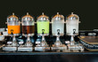 © v74 - Variety of juice in beverage dispenser for breakfast.