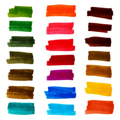 Color stripes drawn with markers. Stylish elements for design. Vector brushes marker stroke bright color.