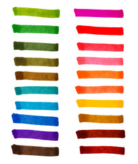 Color stripes drawn with markers. Stylish elements for design. Vector brushes marker stroke bright color.