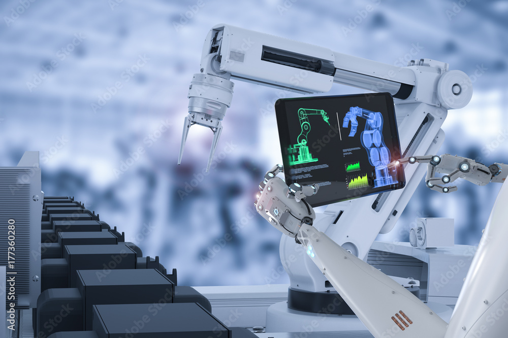 cyborg control robot assembly line Stock Photo | Adobe Stock