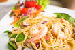Seafood  Spaghetti with thai style ,hot and spicy taste from fresh pepper.
