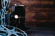 Vintage Film Projector Showing A Movie