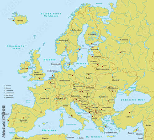 Dekoracja na wymiar  mapa-europy-w-kolorze-pomaranczowym-szczegolowy