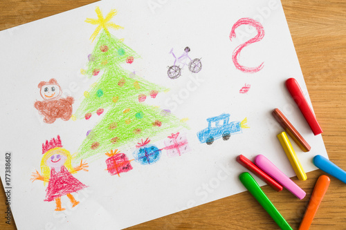Drawing With Presents Gifts Toys Christmas Tree Question