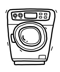 Wall Mural - washing machine / cartoon vector and illustration, black and white, hand drawn, sketch style, isolated on white background.