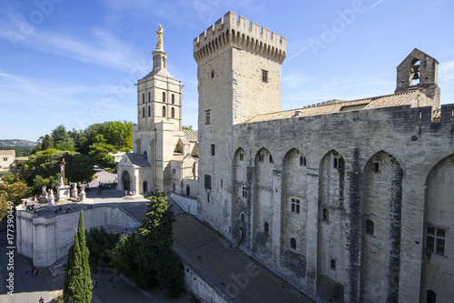 Fototapeta Palais des Papes lub Papieski pałac, jeden z największych i najważniejszych średniowiecznych budowli gotyckich w Europie. Miejsce światowego dziedzictwa od 1995 roku