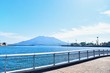 Kagoshima Port on a Sunny Day with Sakurajima Volcano in the Background