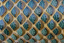 Thai Style Fish Scale Handcraft Ceramic Art Temple Decoration Beautiful Pattern