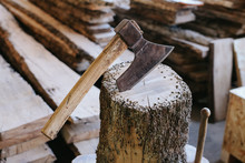 Axe In A Block Of Wood