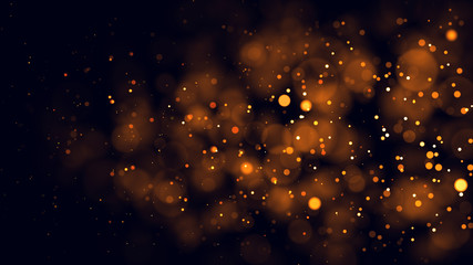 Gold abstract bokeh background. real backlit dust particles with real lens flare.