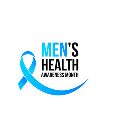 Movember or November men health awareness month poster or banner of blue ribbon. Vector no shave symbol for social solidarity event against man Movember healthcare prostate cancer campaign