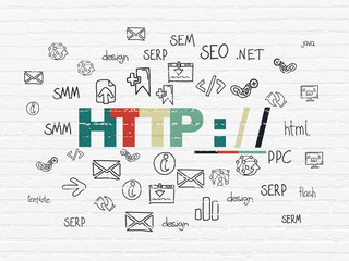 Web development concept: Http : / / on wall background