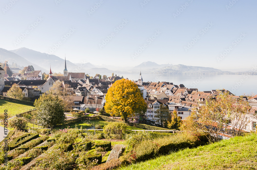 Schweiz Stadt Am Bodensee 5 Buchst Stadt Zug, Zug, Stadt, Altstadt, Altstadthäuser, Guggi, Rosengarten