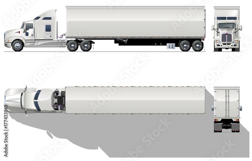 Vector hi-detailed commercial semi-truck template Stock Vector | Adobe ...