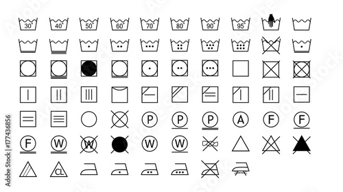 set of washing instructions icons Tableau sur Toile
