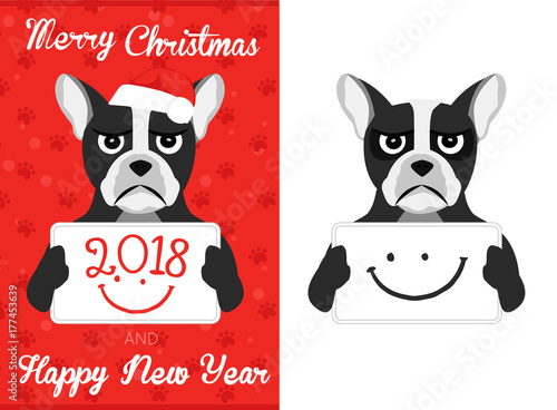 happy new year french bulldog