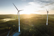 © Benedikt - Wind Turbine in the sunset seen from an aerial view