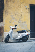 Moped Parked Along Small Side Street, Siena, Tuscany, Italy